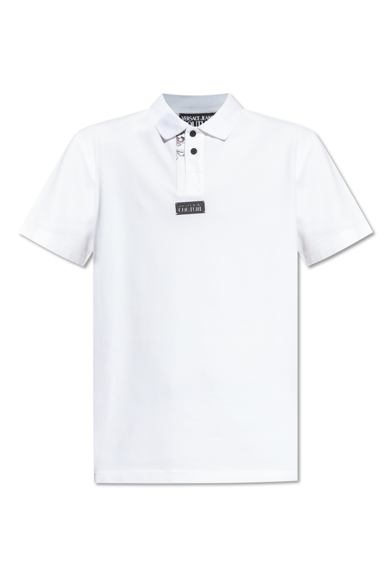 White Polo with Barocco print Versace Jeans Couture - Vitkac